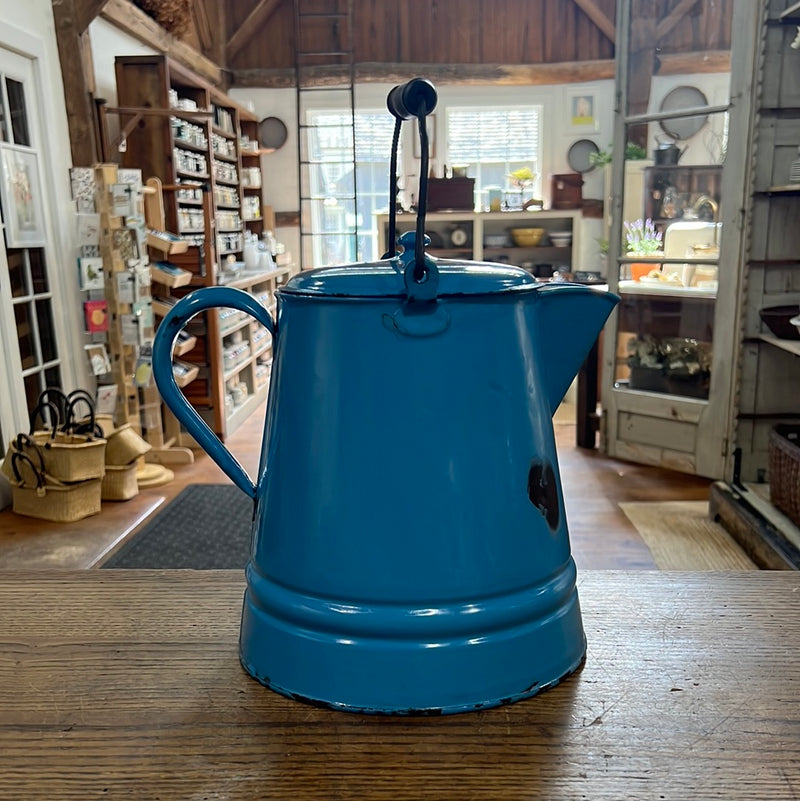 Vintage Blue Enamelware Coffee Pot