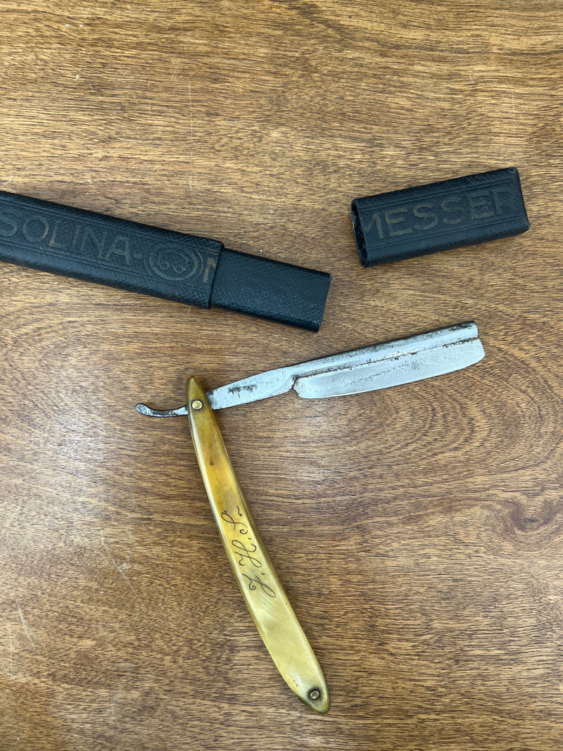 Antique Straight Razor with Case