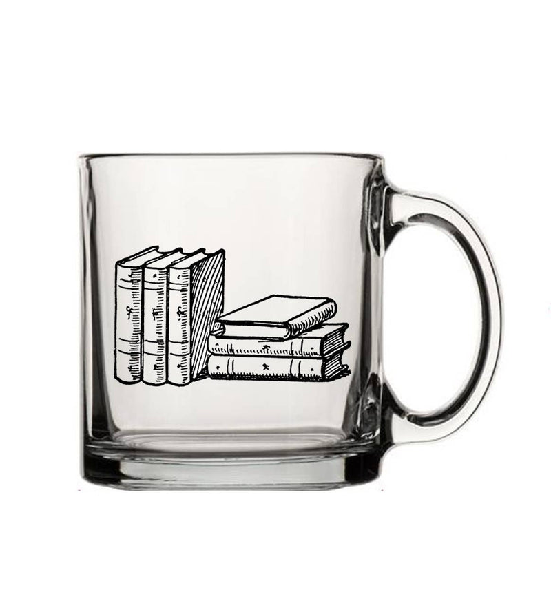 Stack of Books 13oz Glass Tea or Coffee Mug