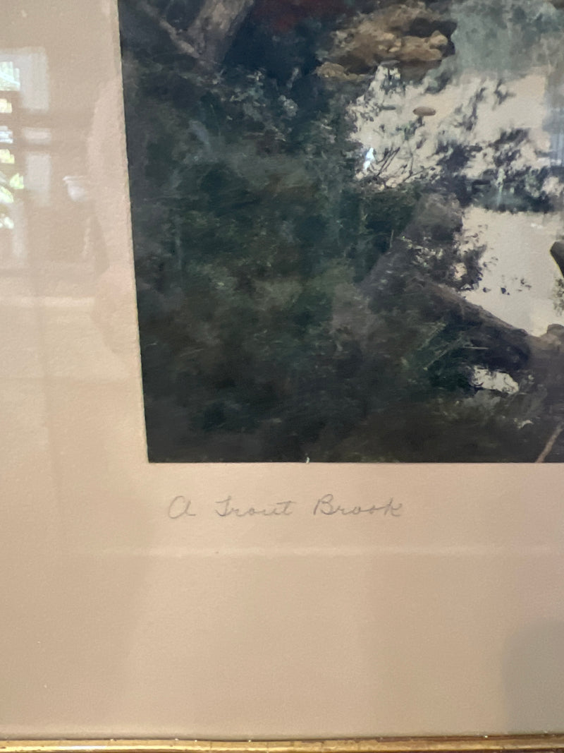 Wallace Nutting Framed Colorized Print Photograph Signed “A Trout Brook”