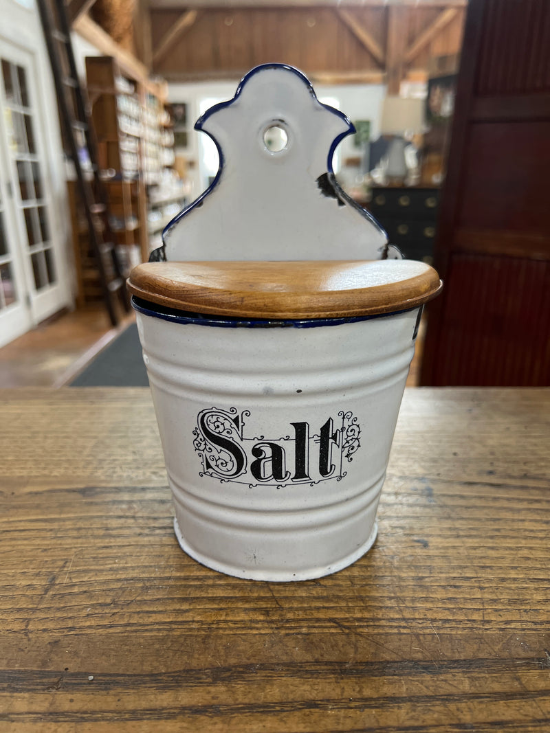 Antique German Enamelware Salt Box