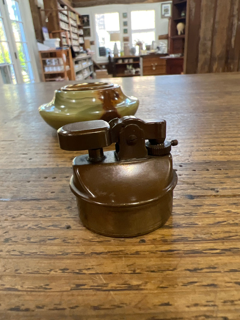 Vintage Kingsway Green + Brown Marble Table/Desk Lighter