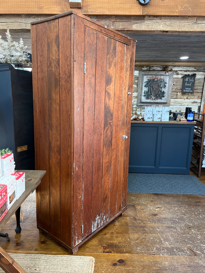 Vintage Primitive Pine Single Door Cabinet