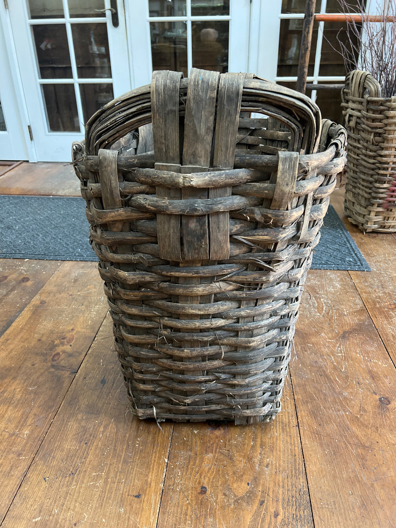 Antique Double Handled Woven Harvest Basket