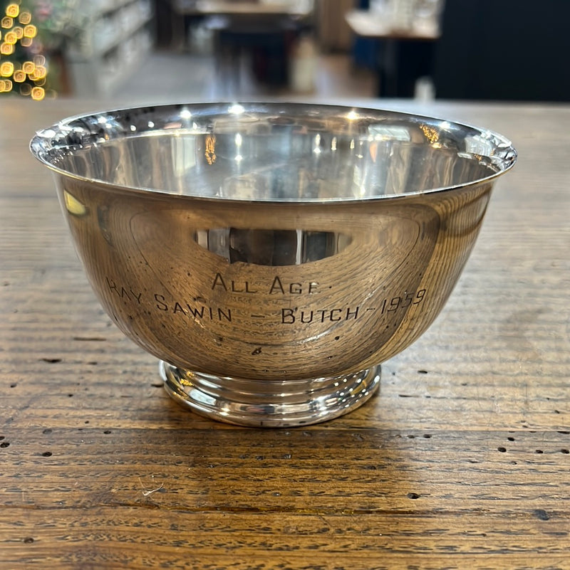 Vintage Silver-Plate Footed Bowl Trophy-Ed Cole Quinnipiac Game Assn.