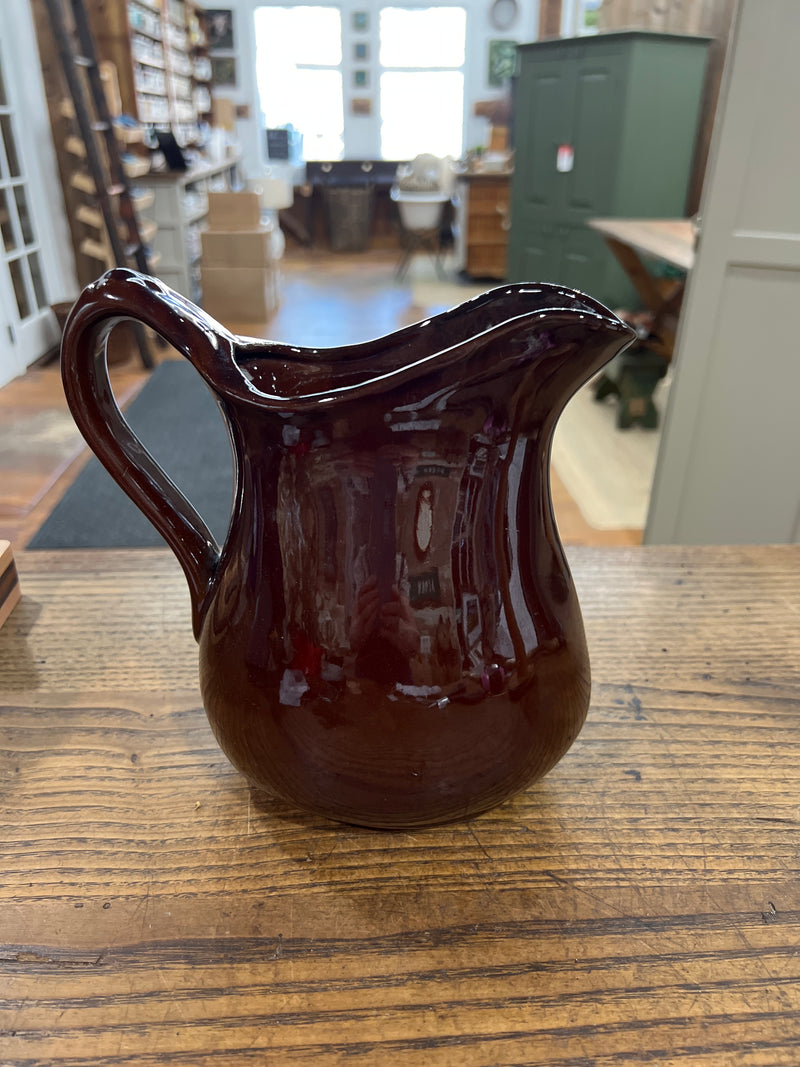 Vintage Stoneware Brown Glazed Pitcher