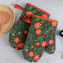 Christmas Forest Oven Mitt Set of 2 - Holiday Kitchen Decor