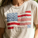 American Flag Faux Texture Patchwork Comfort Colors Tee: Ivory / Large