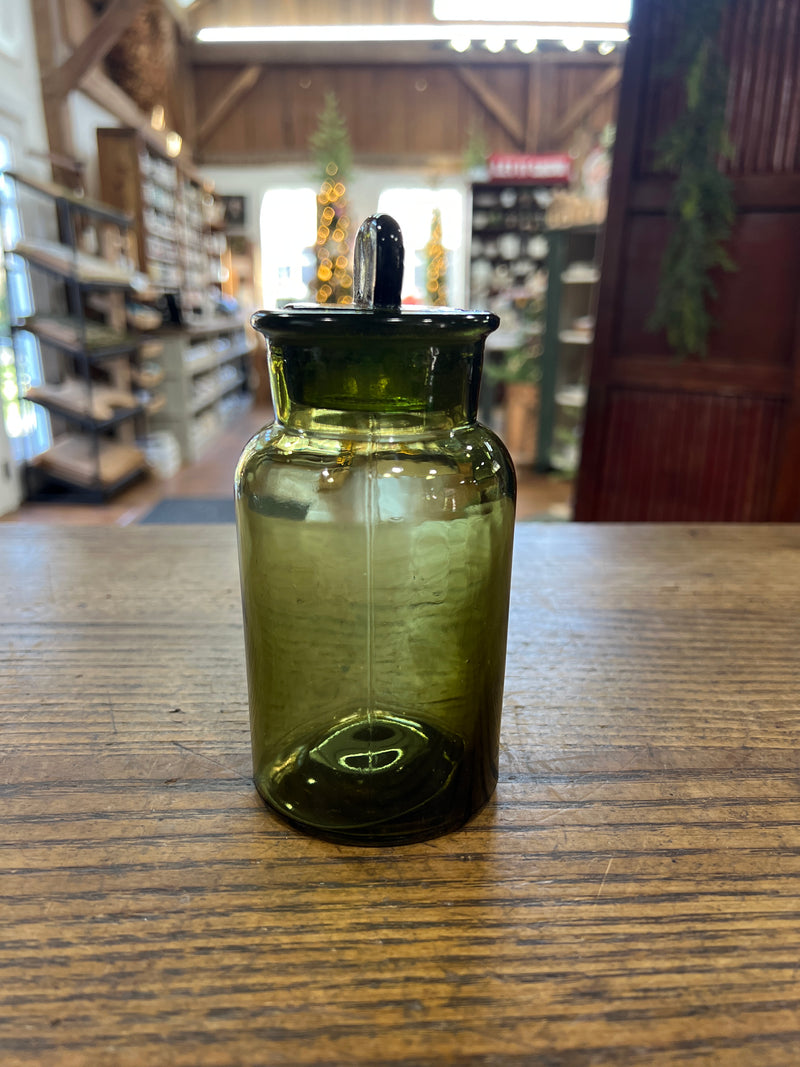 Vintage Green 6” Apothecary Jar w/ Glass Lid