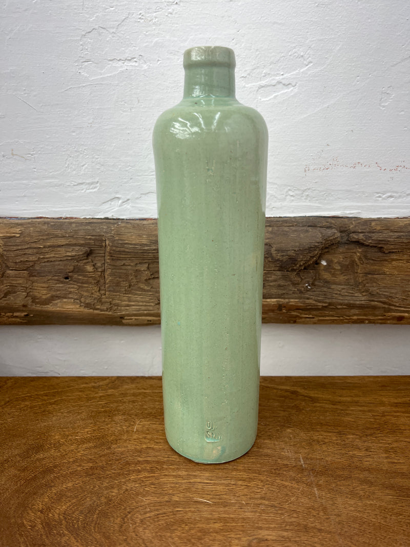 Vintage Green Glazed Stoneware Bottle