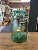 Vintage 14” Tall Blown Green Glass European Pickling Jar