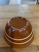 Vintage Brown Glazed Two Off White Banded 7” Mixing Bowl