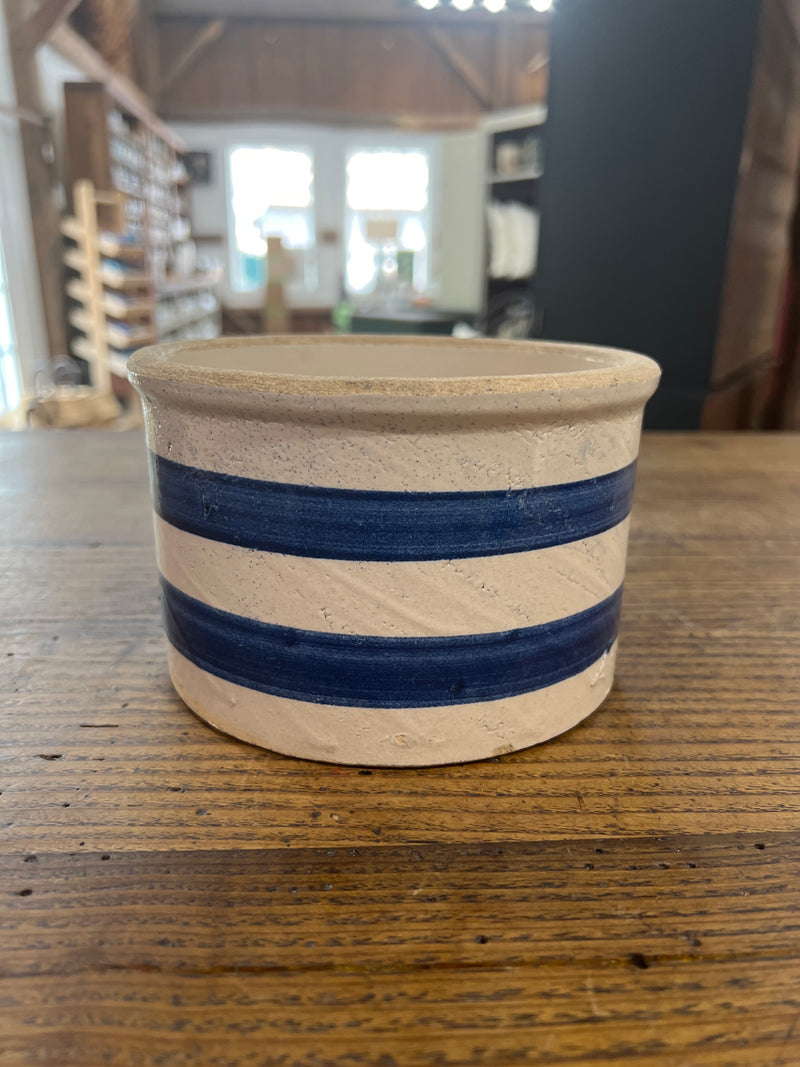 Vintage Blue Striped Crock