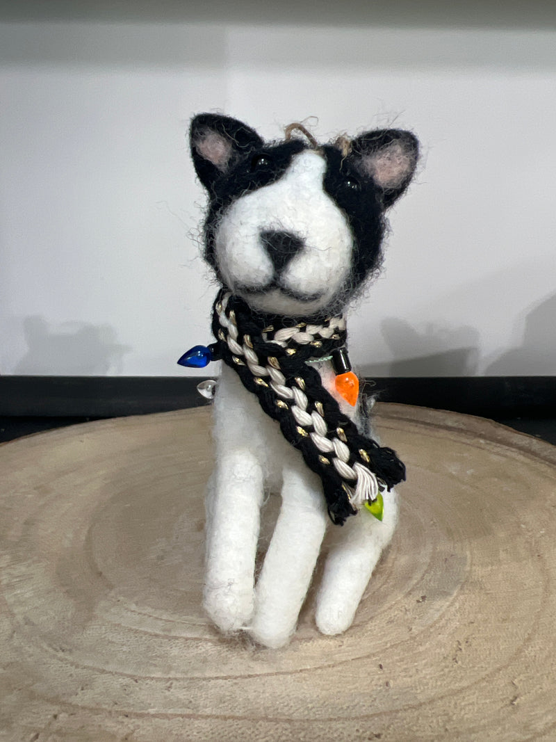 Handmade Wool Felt Dog Ornament, Multi Color