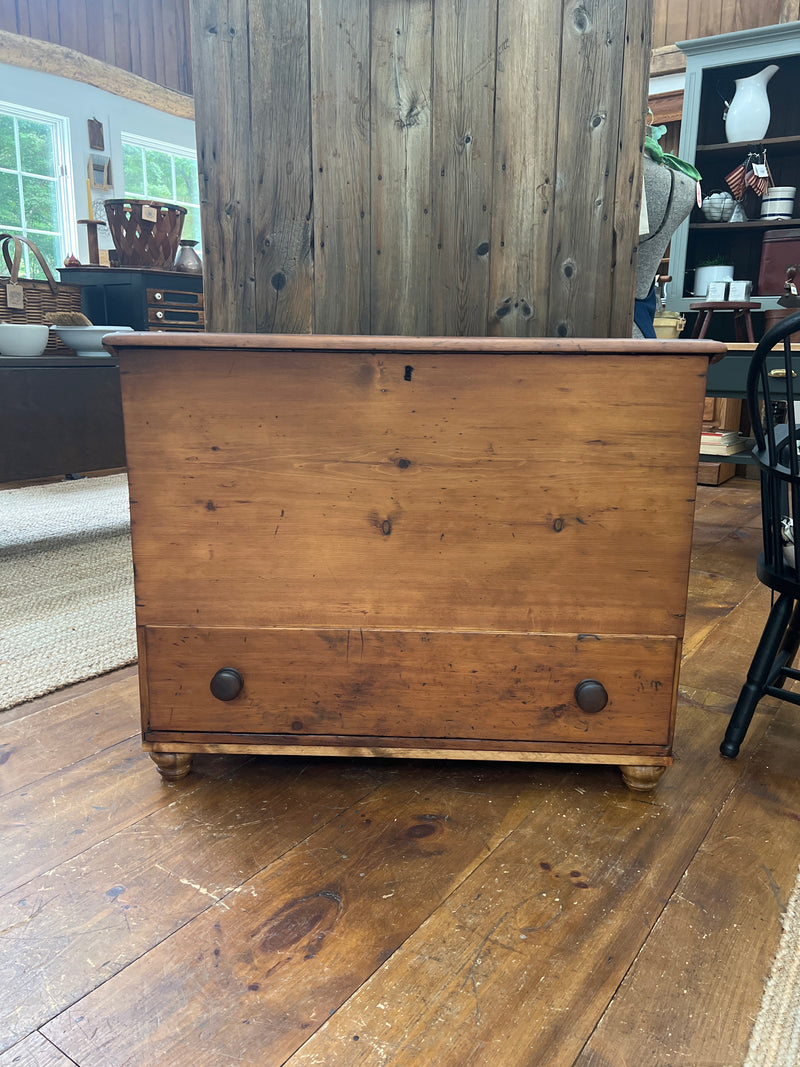 Antique Pine Blanket Chest with Single Drawer