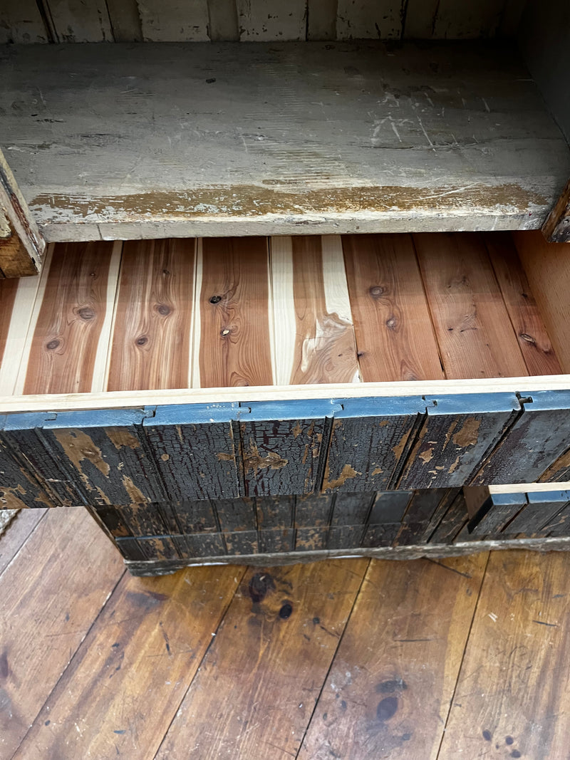 Antique Double Doored+10 Drawer Beadboard Cabinet