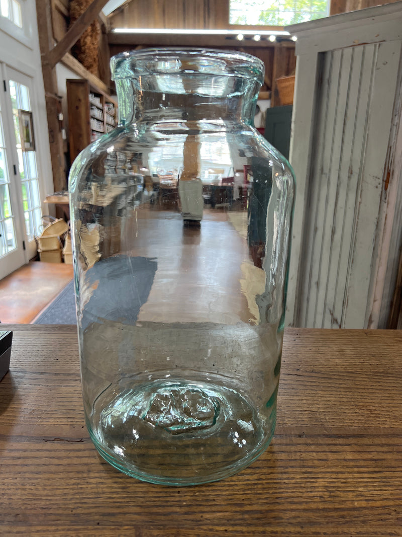 Vintage 14” Tall Blown Light Green Glass European Pickling Jar