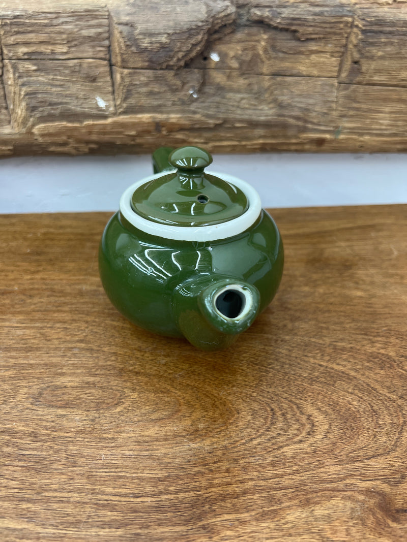 Vintage Hall Avocado Green Porcelain Teapot