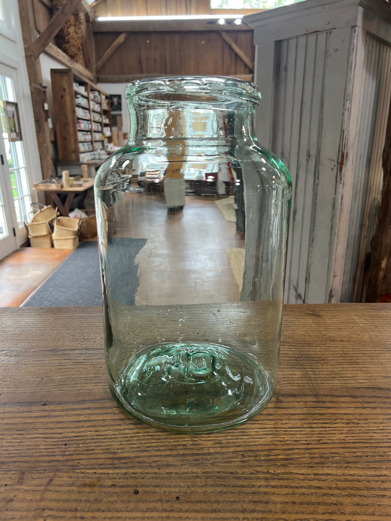 Vintage 14” Tall Blown Light Green Glass European Pickling Jar