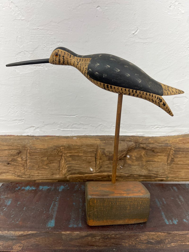 Vintage Samuel Stevens Hand Carved Wooden Shorebird Decoy