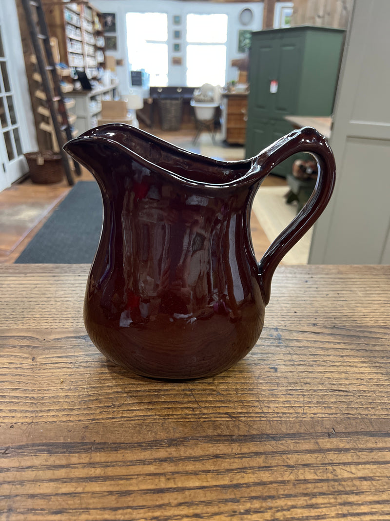 Vintage Stoneware Brown Glazed Pitcher