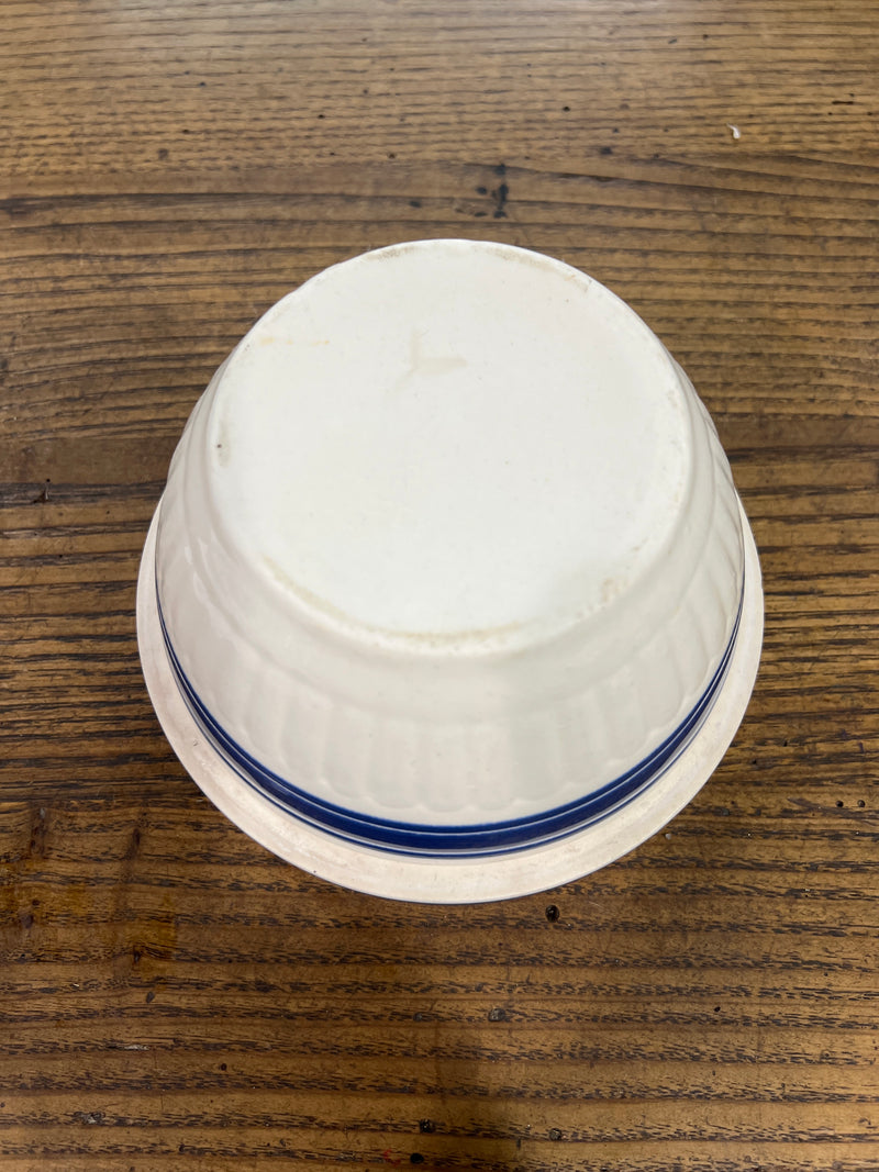 Antique Stoneware Bowl with Cobalt Blue Bands