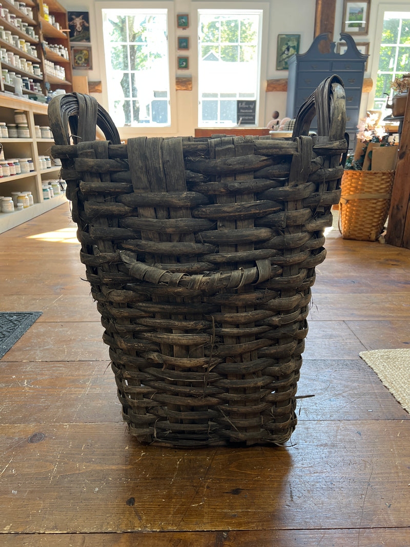 Antique Double Handled Woven Harvest Basket