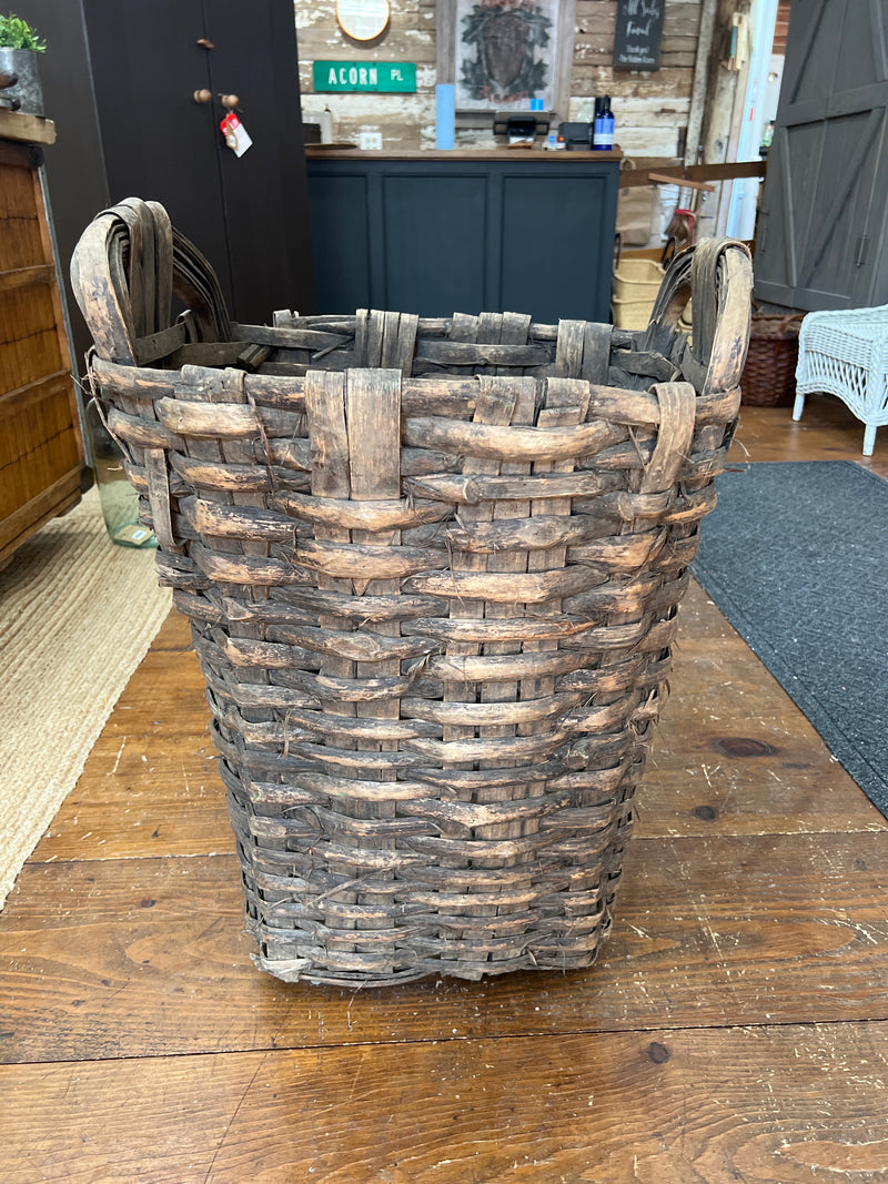 Antique Double Handled Woven Harvest Basket