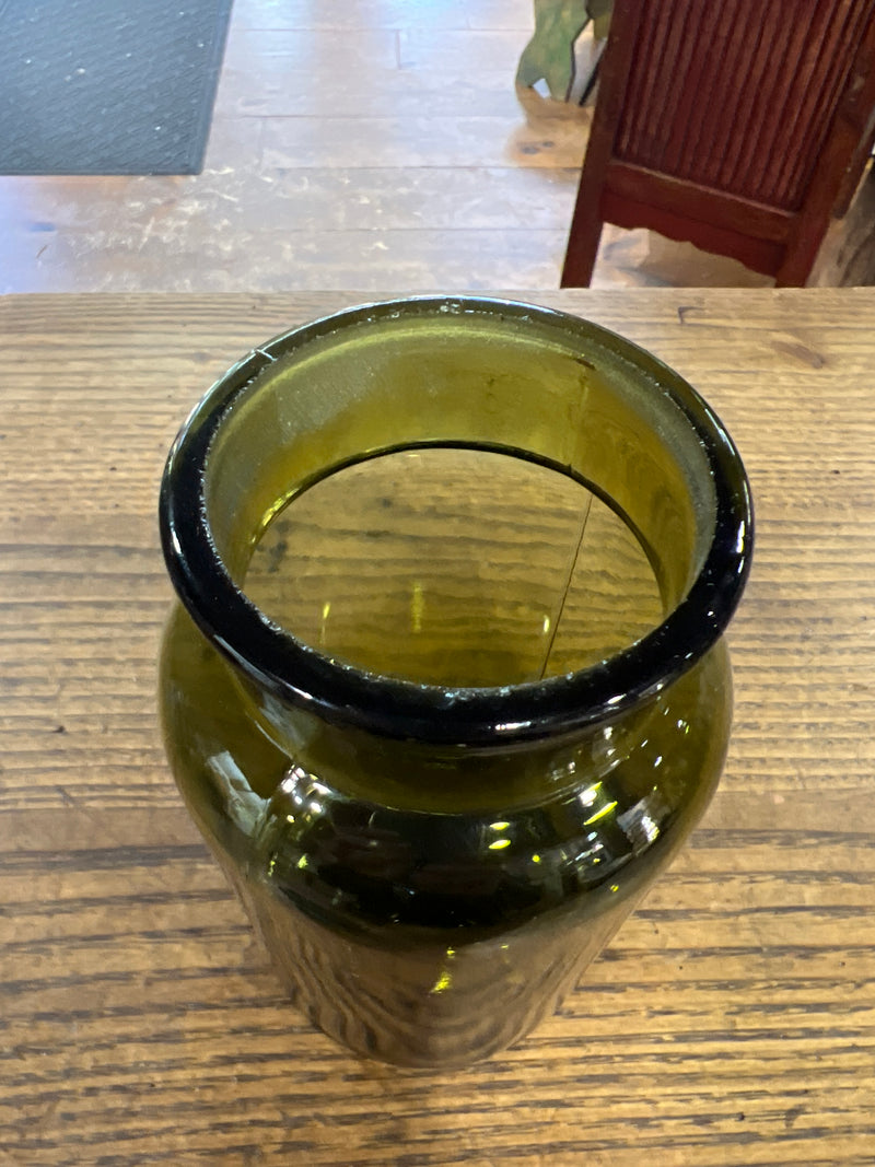 Vintage Green 9” Apothecary Jar w/ Glass Lid