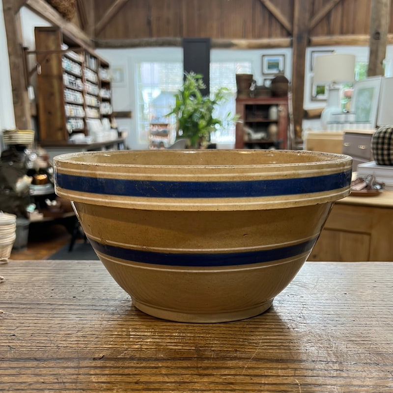 Vintage YellowWare Two Blue Banded Mixing Bowl
