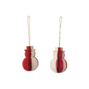 Paper Folding Honeycomb Snowman Ornament Red + Cream