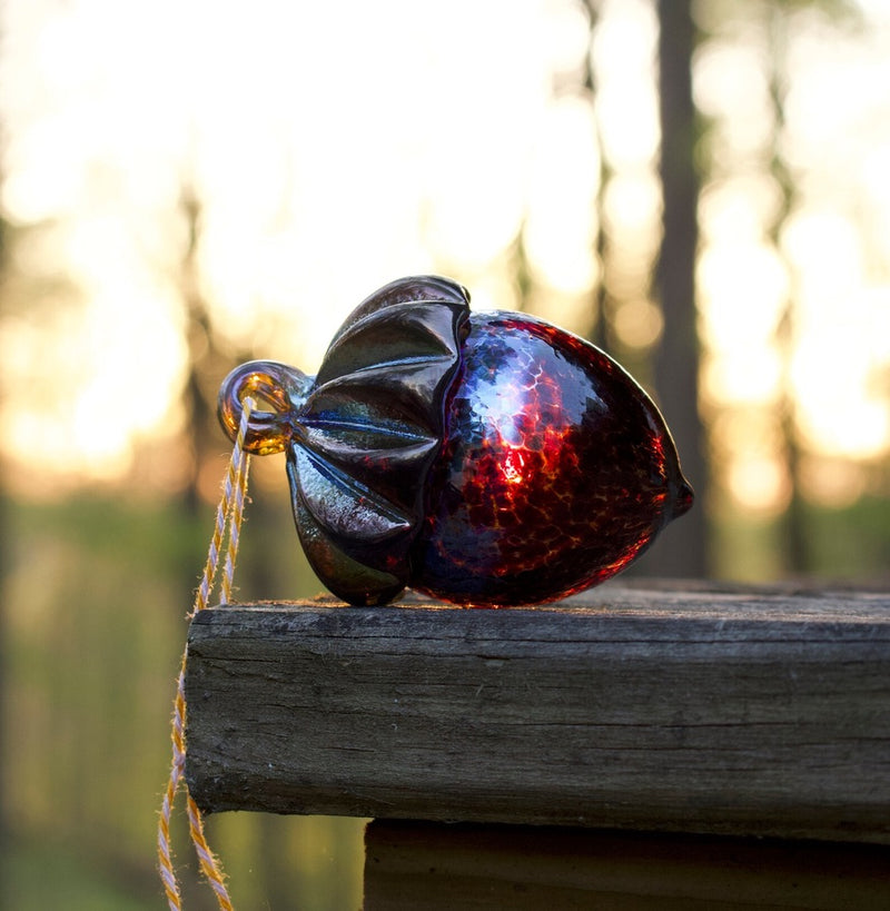 Hand Crafted Glass Acorn Hanging Ornament