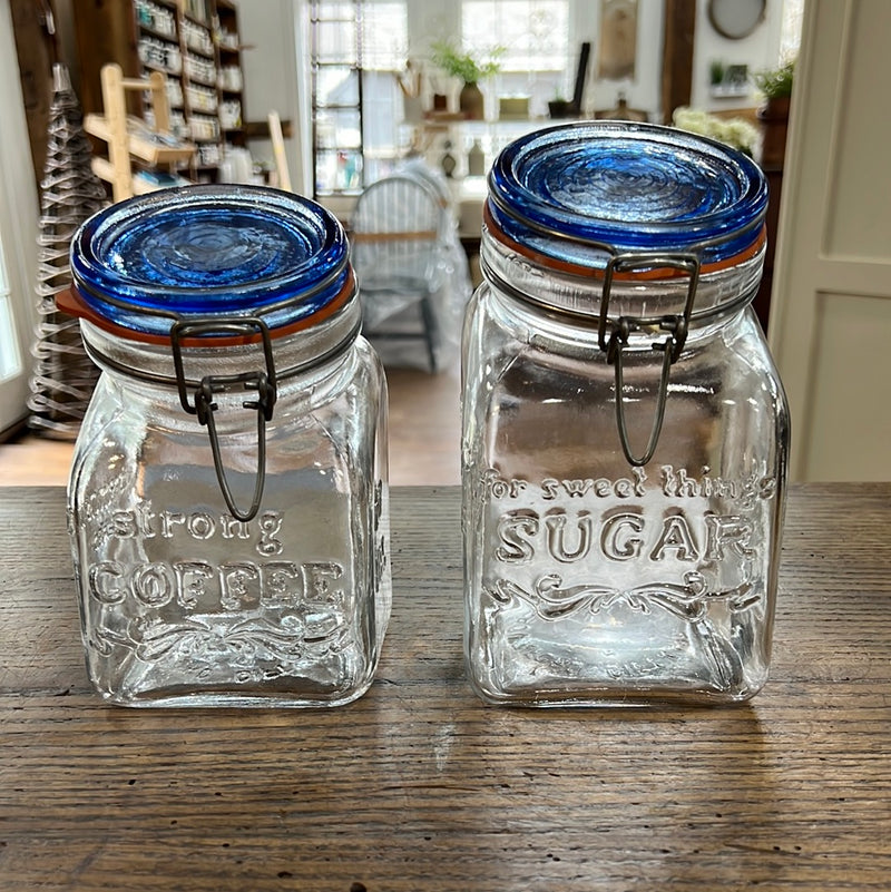 Vintage Granny’s Glass Sugar + Coffee Jar Set