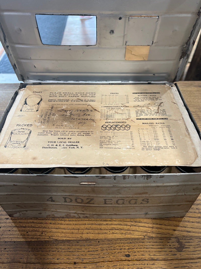 Antique Four Dozen Egg Metal Shipping Crate