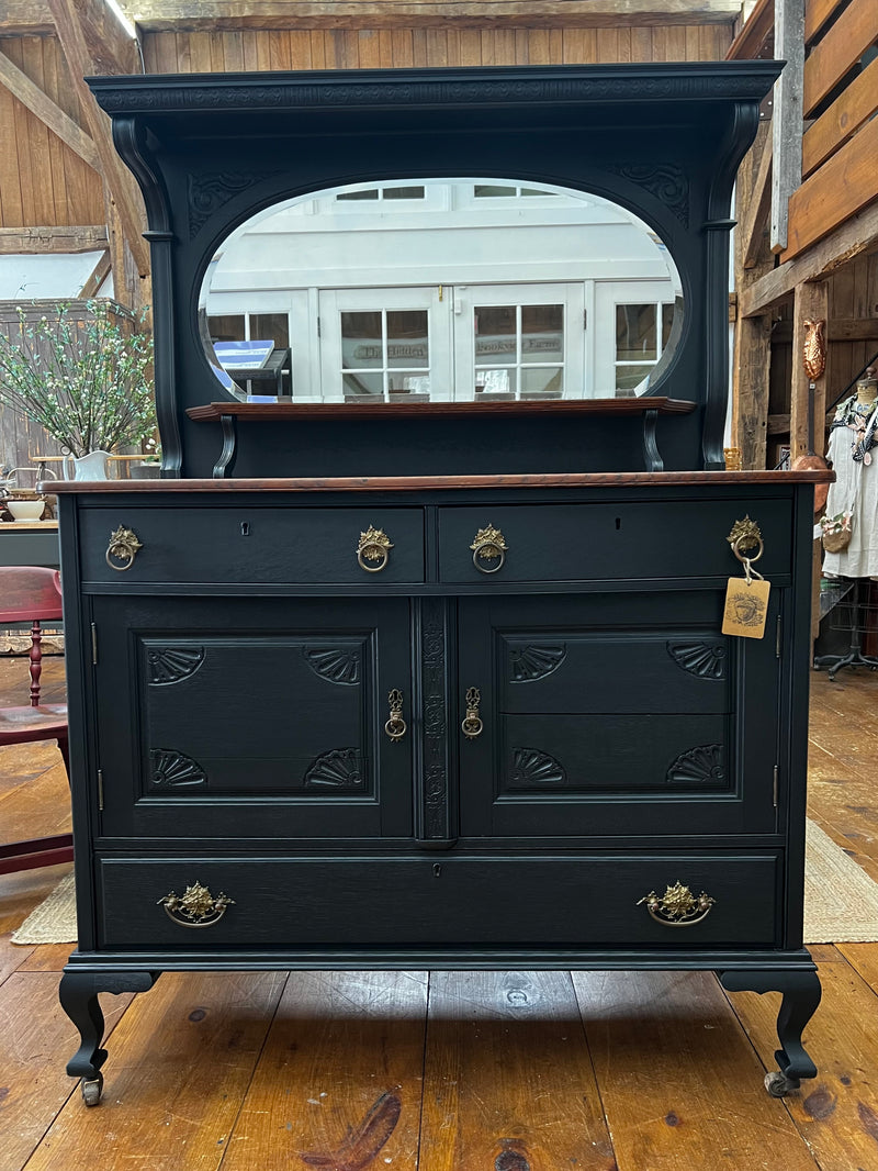 Antique Victorian Buffet/Sideboard with Beveled Mirror