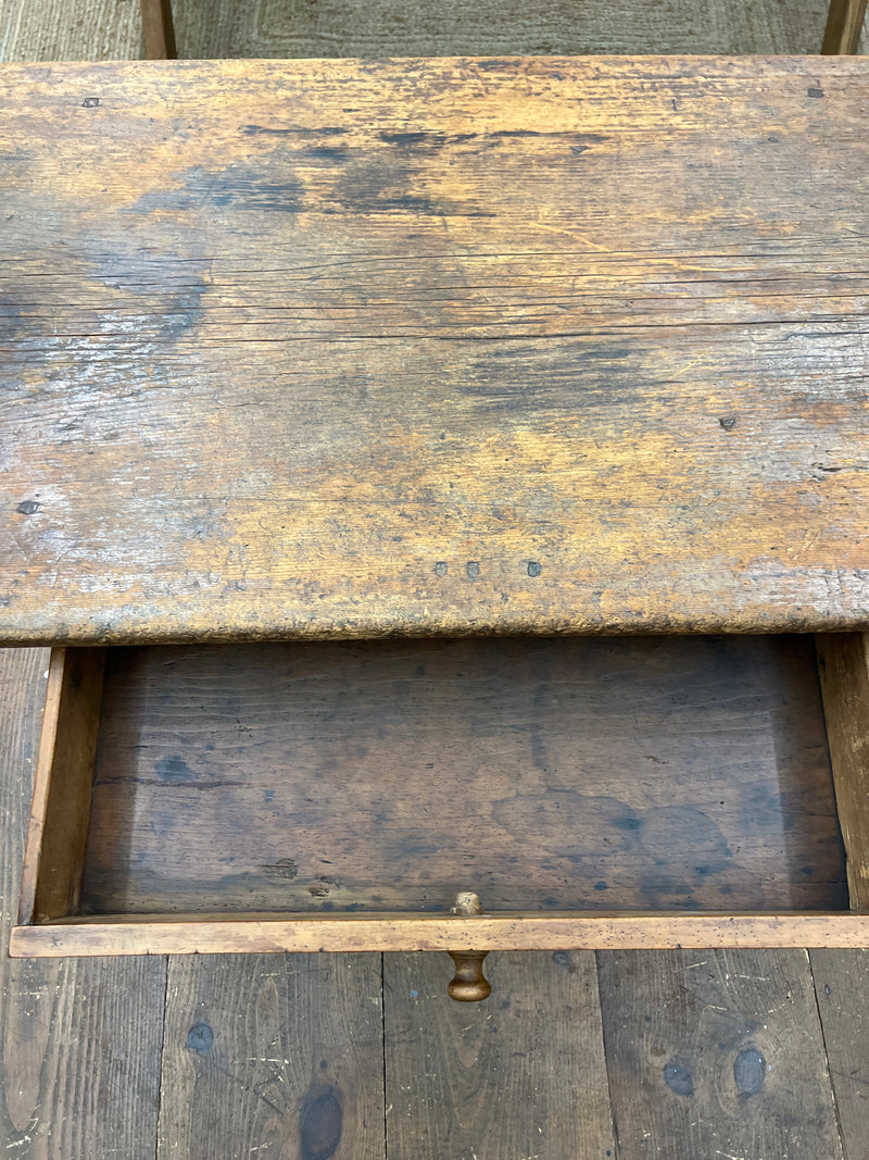 Antique Primitive Pine and Maple Tavern Table