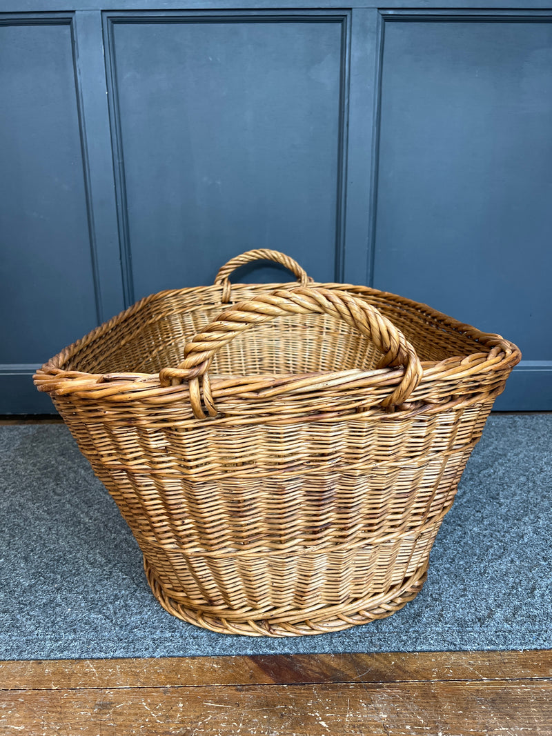 Vintage Rectangle Wicker  Basket Double Handled