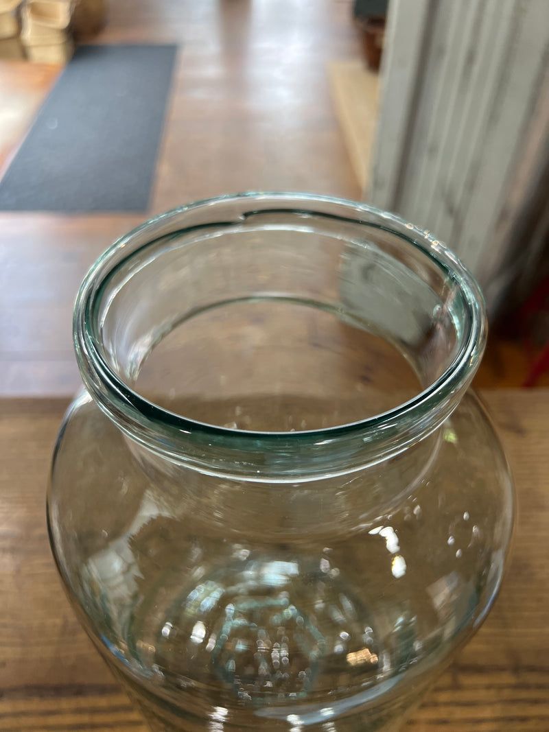 Vintage 14” Tall Blown Light Green Glass European Pickling Jar