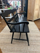 Vintage Ethan Allen Black Painted 5' Deacon's Bench