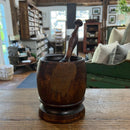 Antique Walnut Wooden Mortar and Pestle Set
