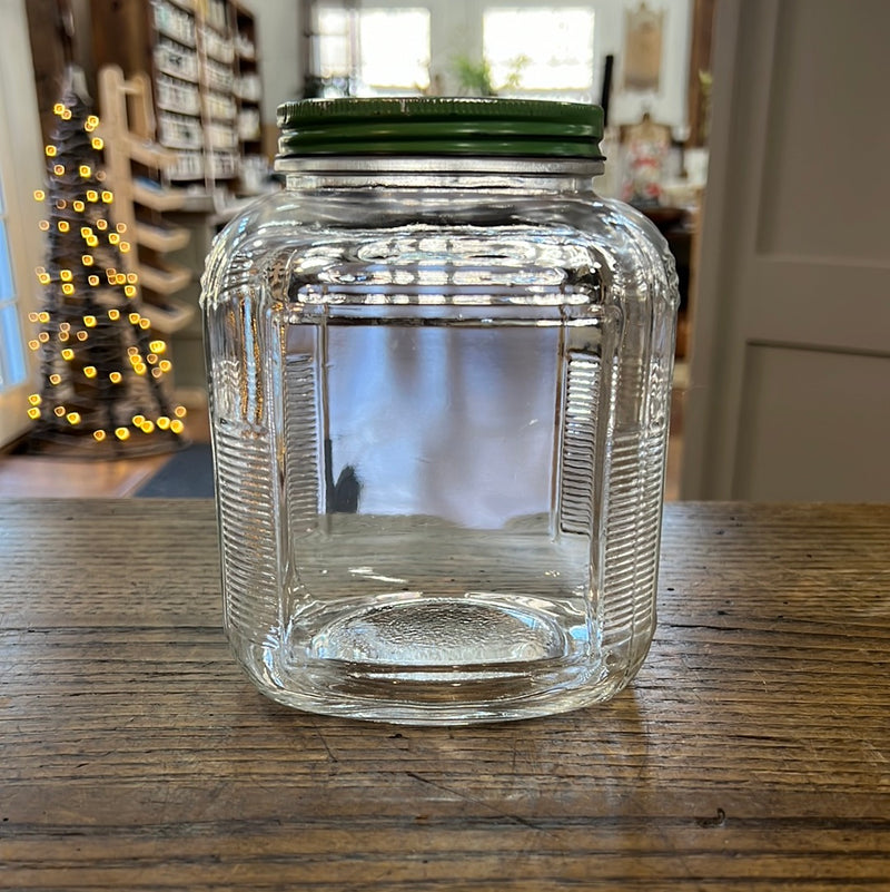 Vintage Ribbed Glass Canister