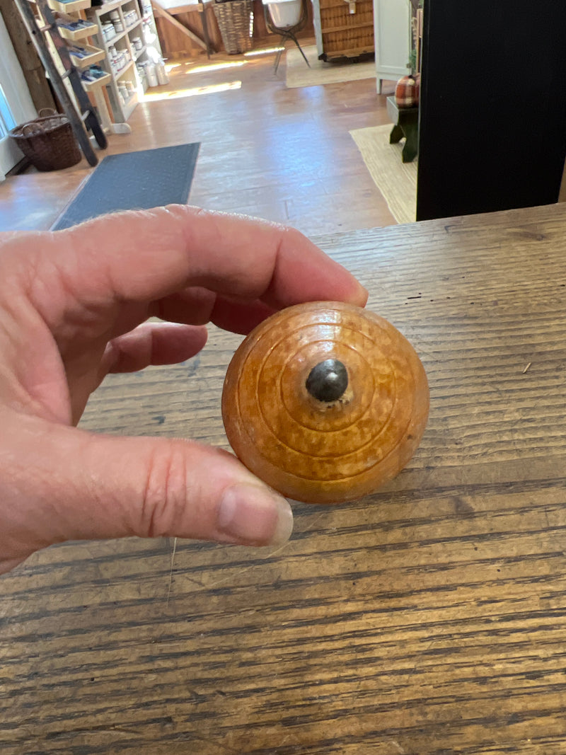 Vintage Wooden Spinning Top with Metal Tip