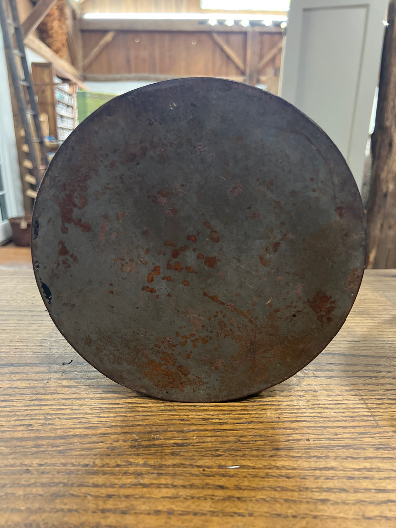 Antique Black Toleware Round Cracker Tin