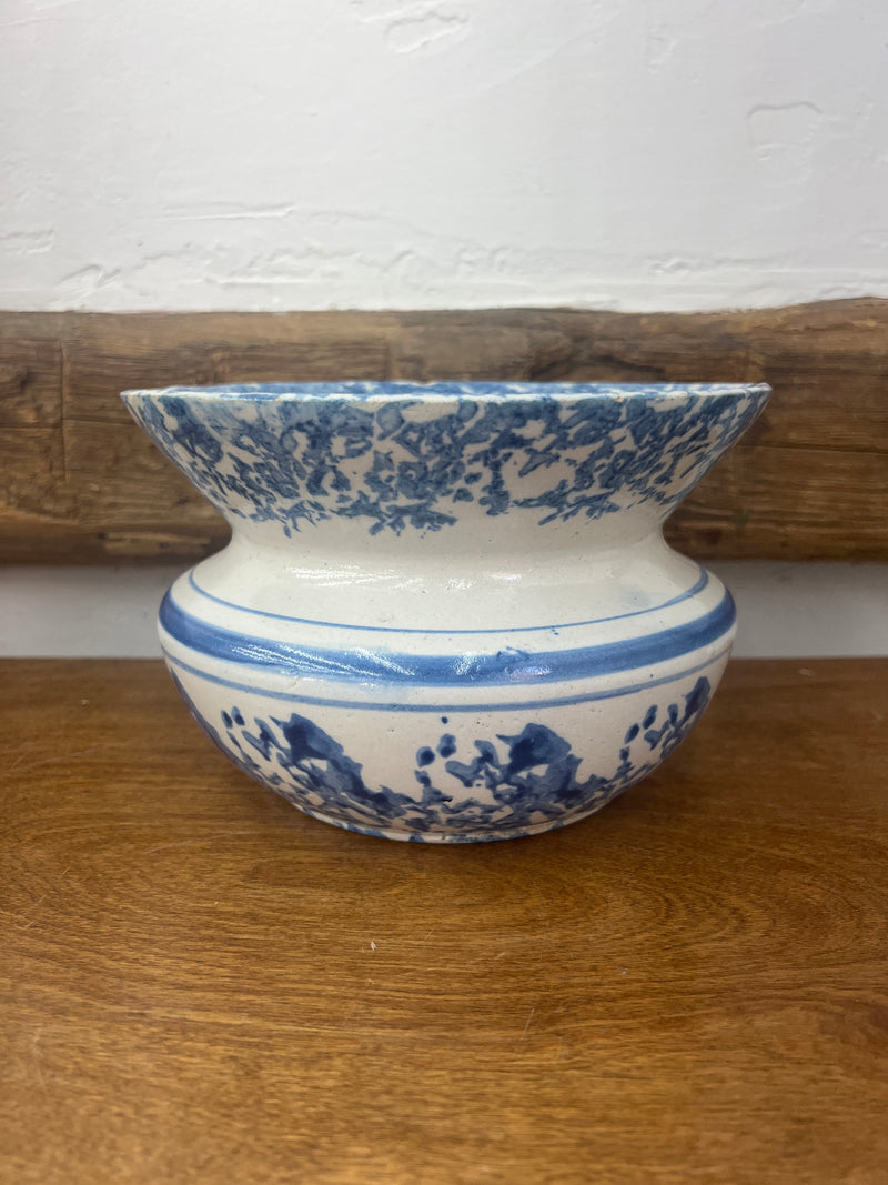 Vintage Blue + White Spongeware Spittoon