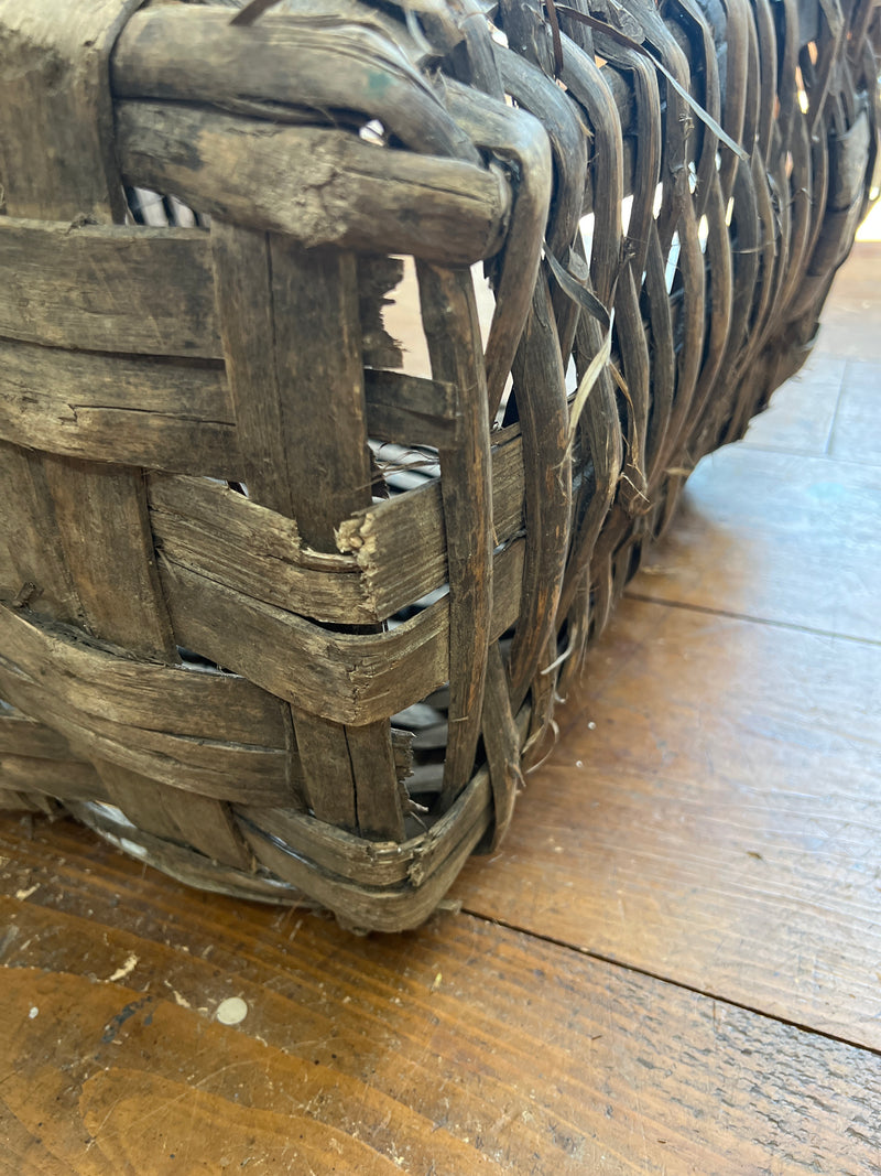 Antique Double Handled Woven Harvest Basket