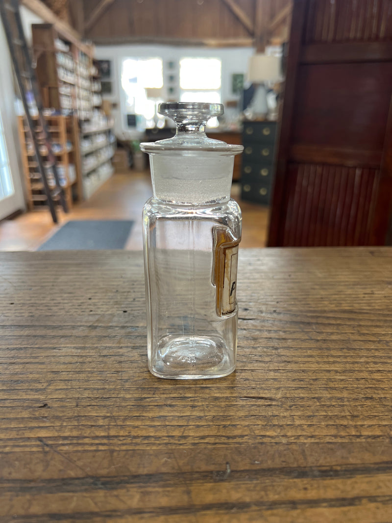 Antique Apothecary Glass Over Label Pharmacy Bottle-Pulv. Pot.Nitras