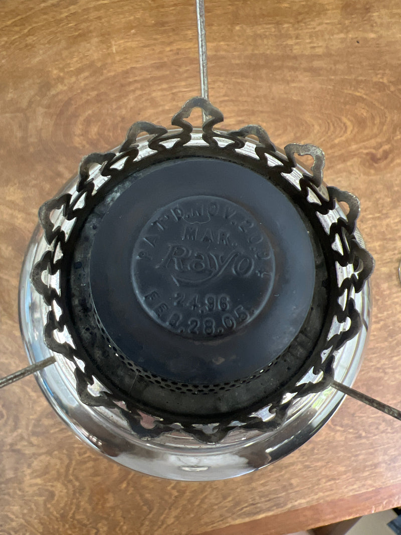 Antique Nickel Plated Rayo Kerosene Lamp with Milk Glass Shade