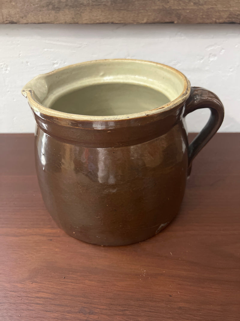 Antique Stoneware Brown Glazed Jug