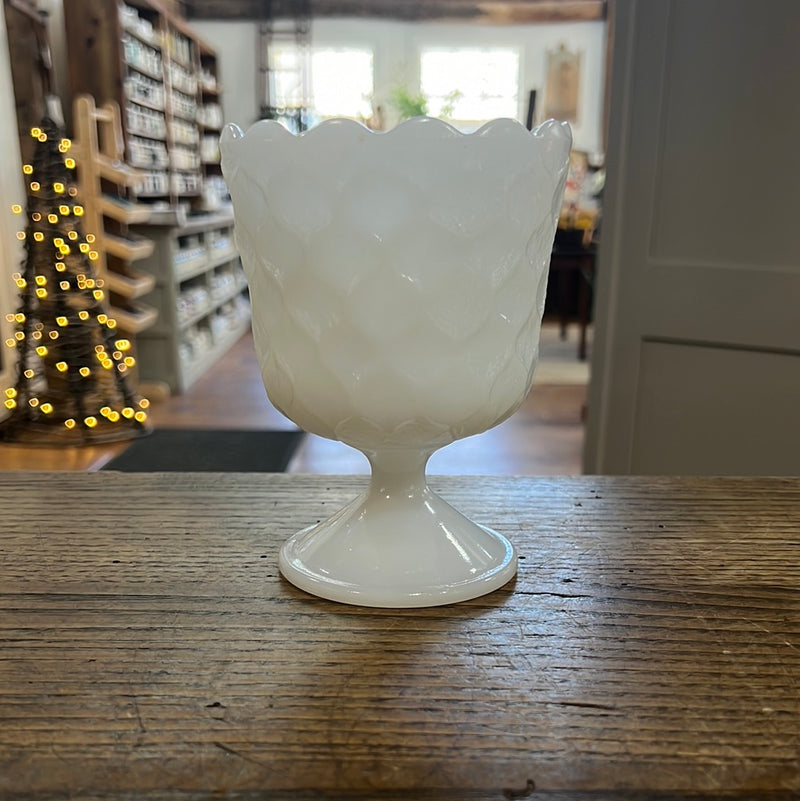 Vintage E.O. Brody Co. Milk Glass Pedestal Vase/Dish