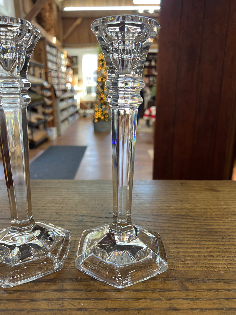 Vintage Pair of 10” Crystal Candle Holders